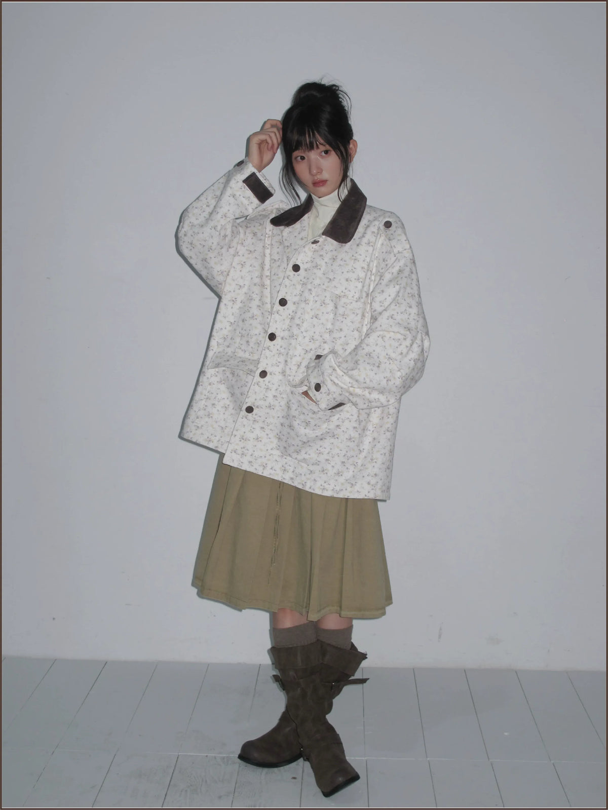 Floral Twill Oversized Utility Jacket