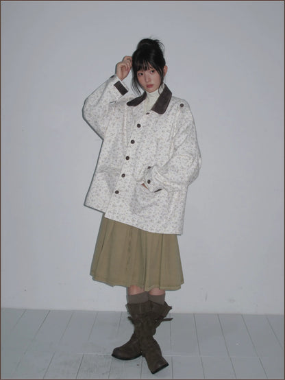 Floral Twill Oversized Utility Jacket