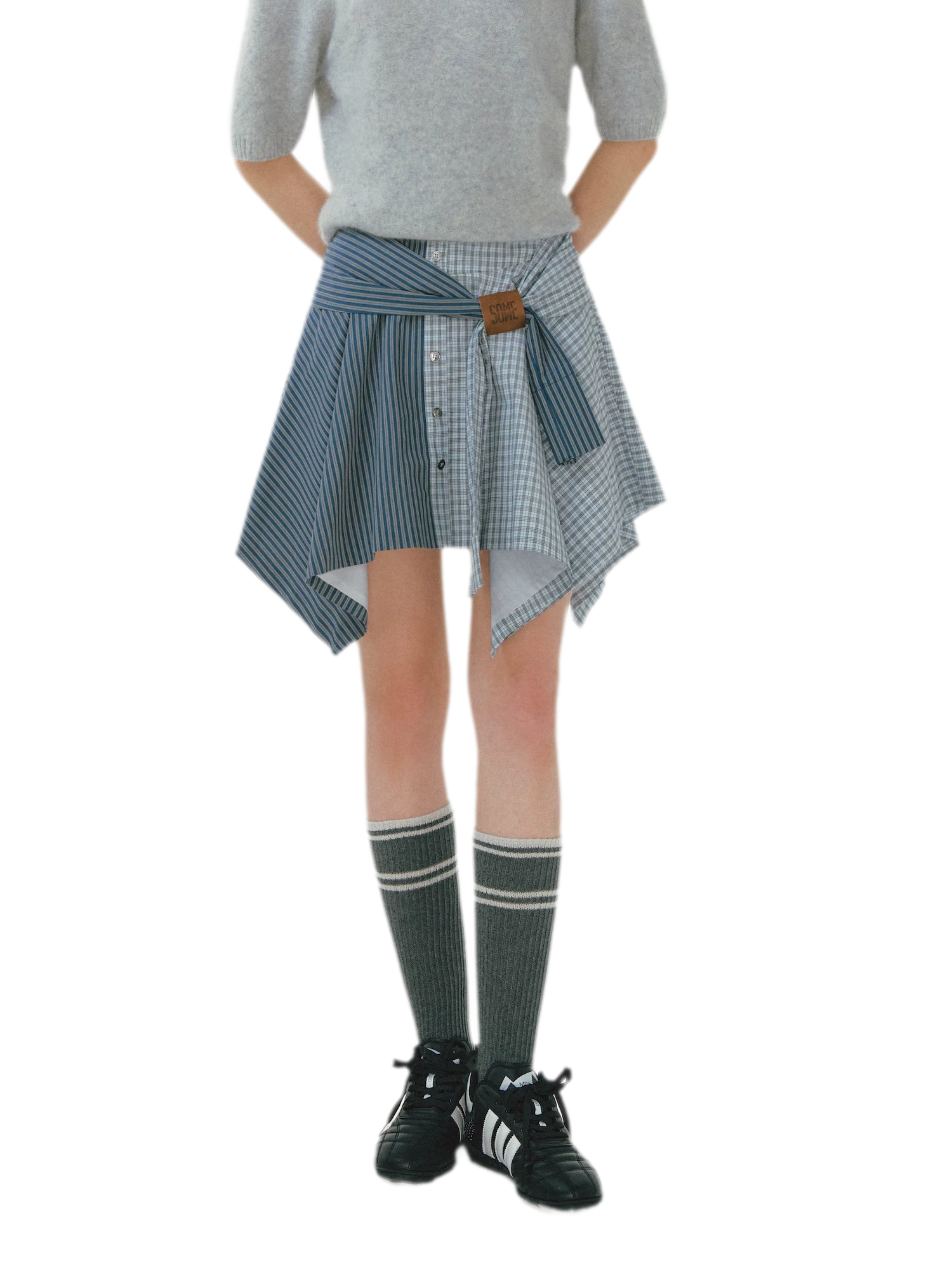 Patchwork Asymmetrical Plaid Skort