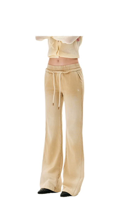 Sand-Washed Faded Straight-Leg Pants