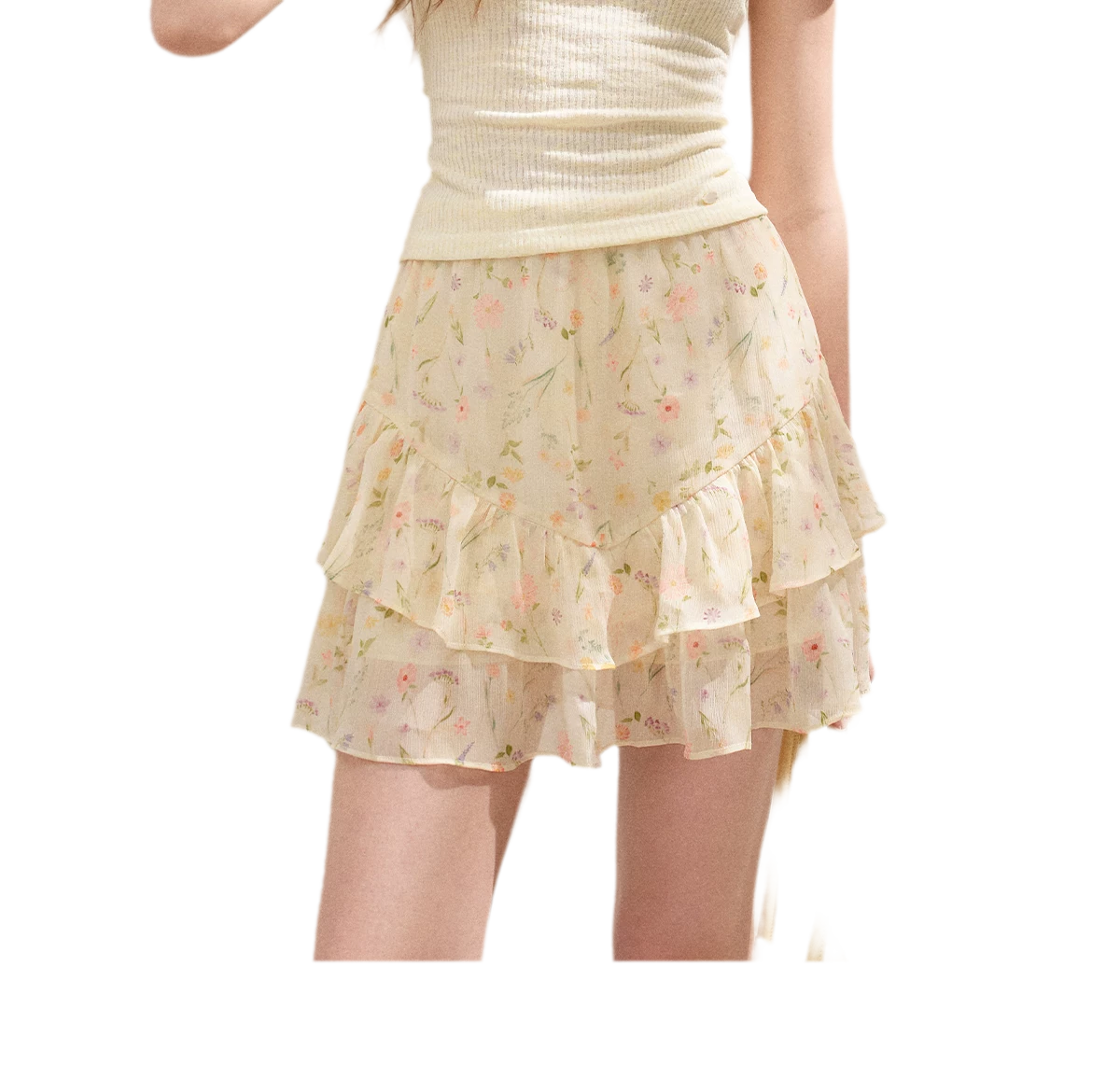 Romantic Chiffon Floral Short Skirt