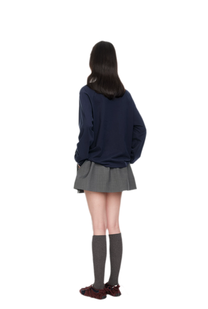 Ruffled Relaxed Cotton Long-Sleeve Tee