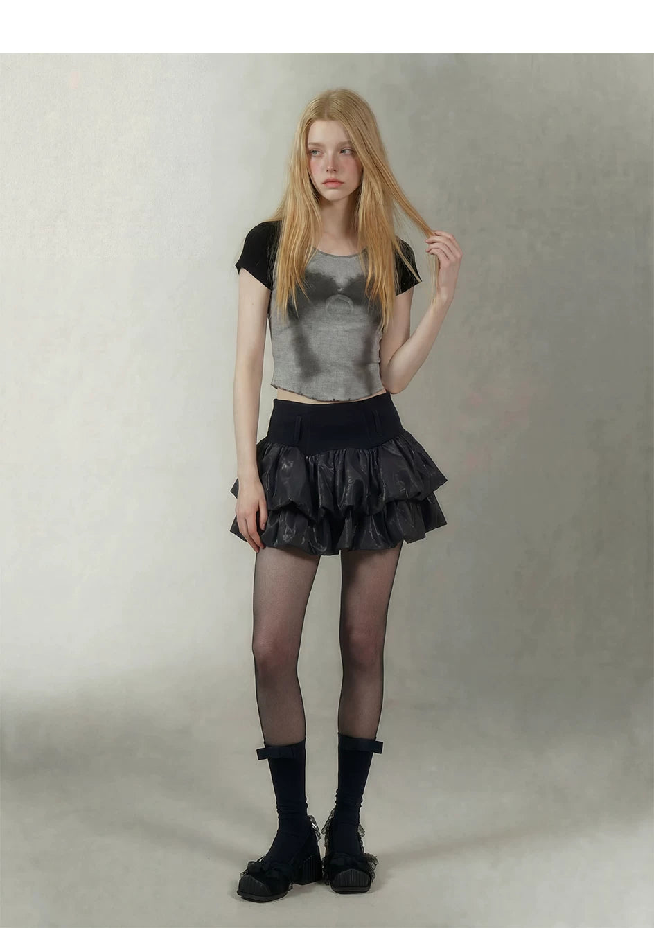 Layered Ruffle Gothic Mini Skirt