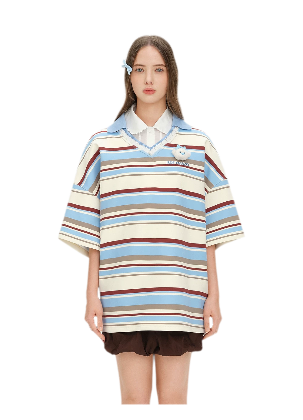Floral Stripe Polo Tee
