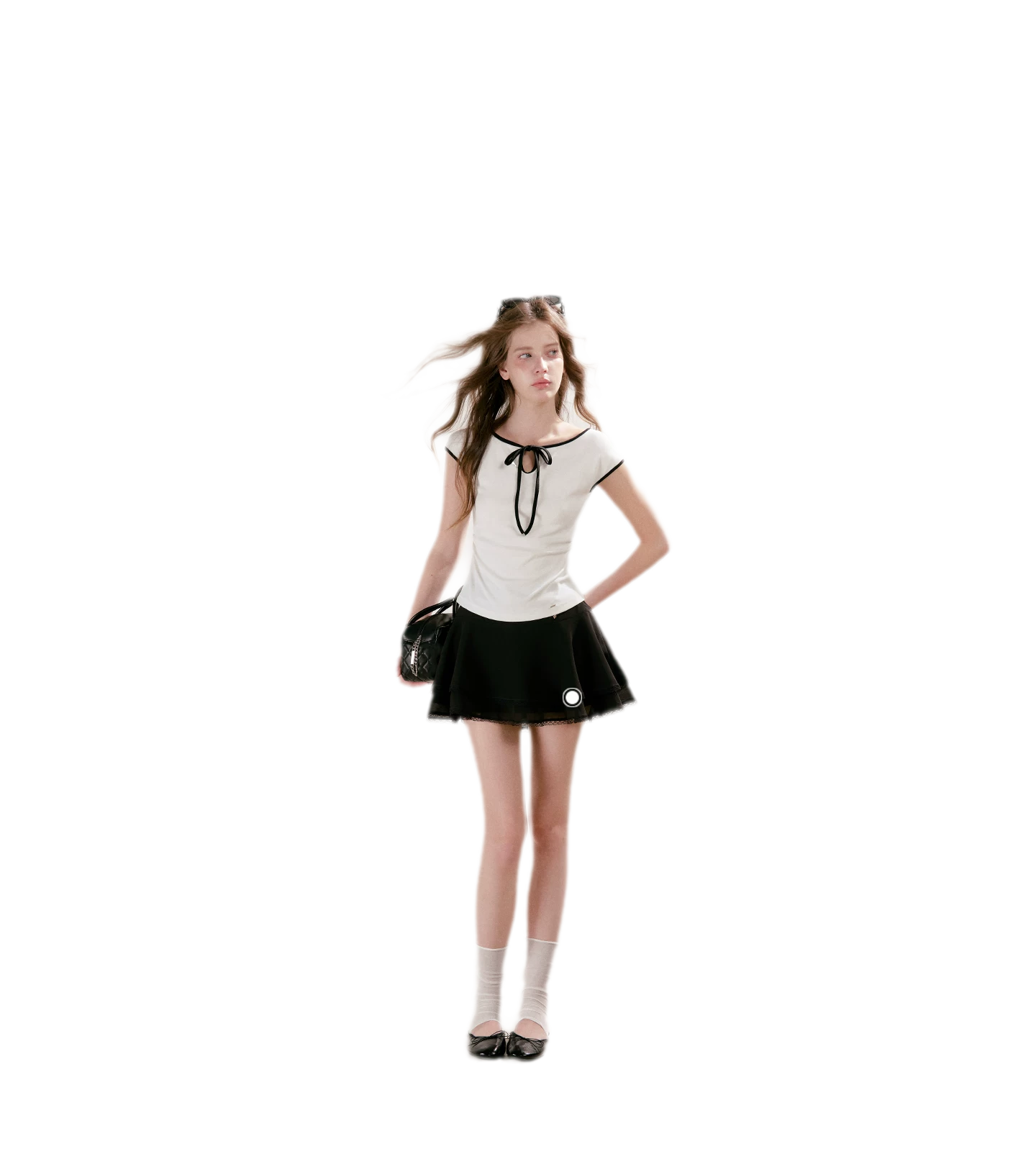 Lace Bow Cutout T-Shirt