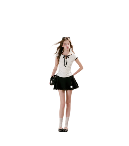 Lace Bow Cutout T-Shirt