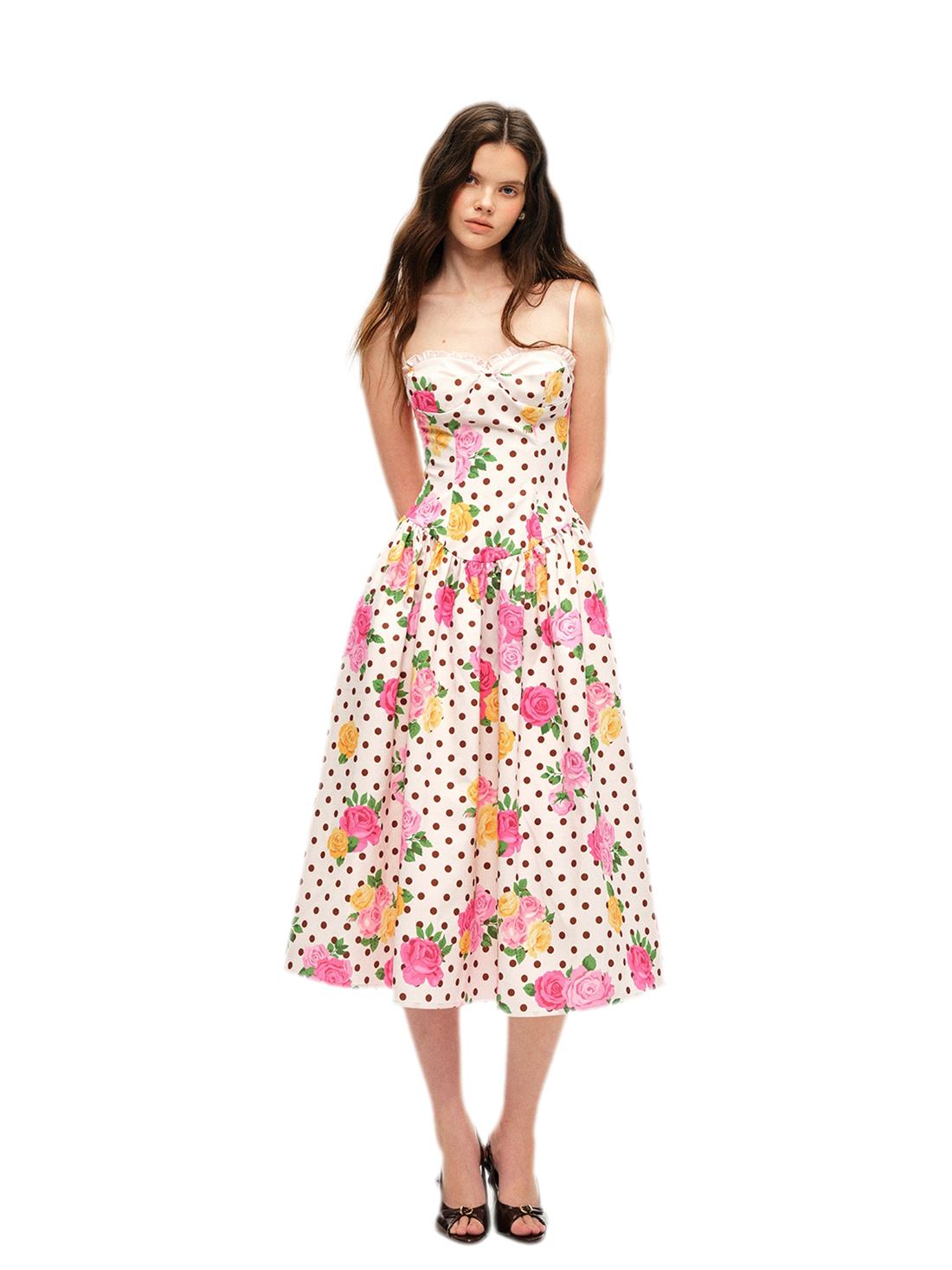 Lyocell Polka Dot Midi Dress
