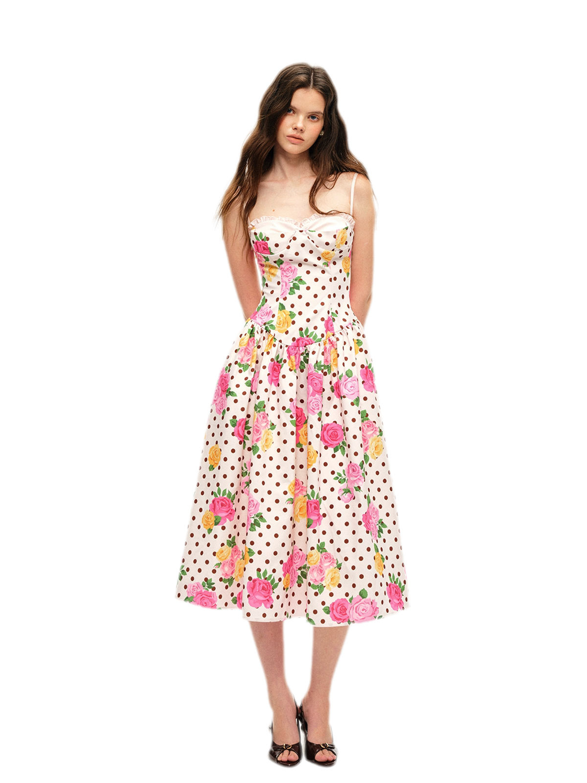 Lyocell Polka Dot Midi Dress