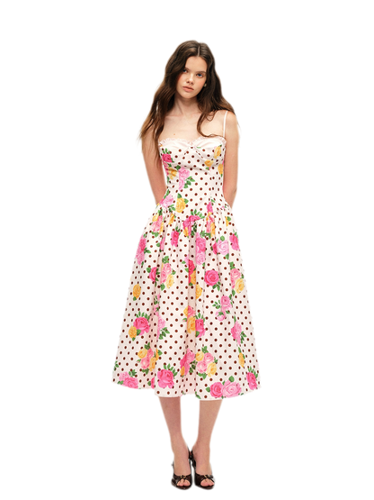 Lyocell Polka Dot Midi Dress