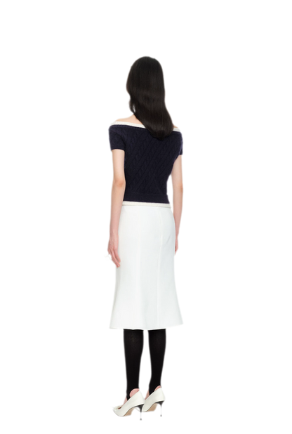 Cable Knit Off-Shoulder Top