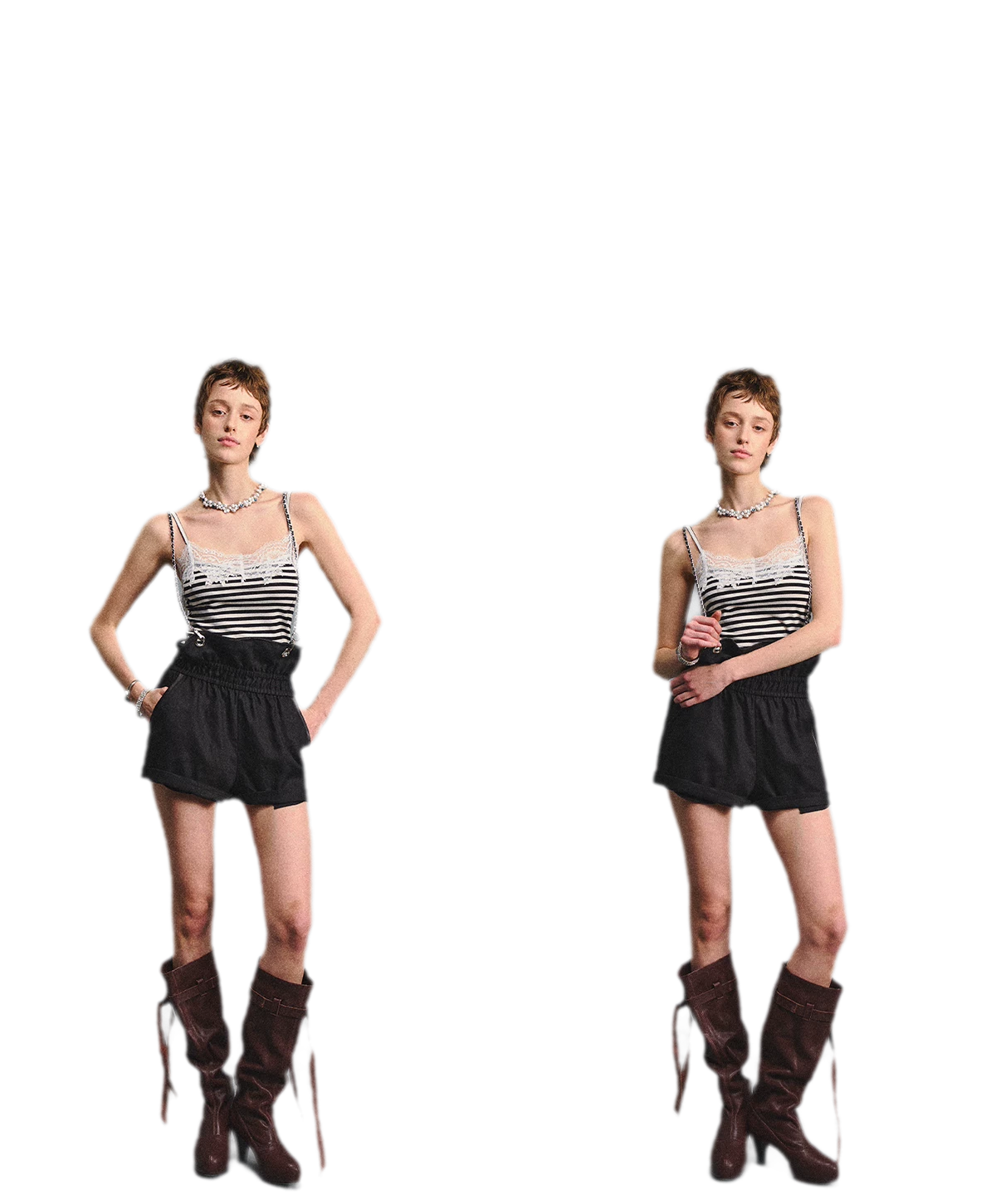 Chain Strap Suspender Shorts