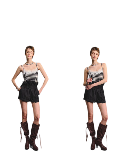 Chain Strap Suspender Shorts