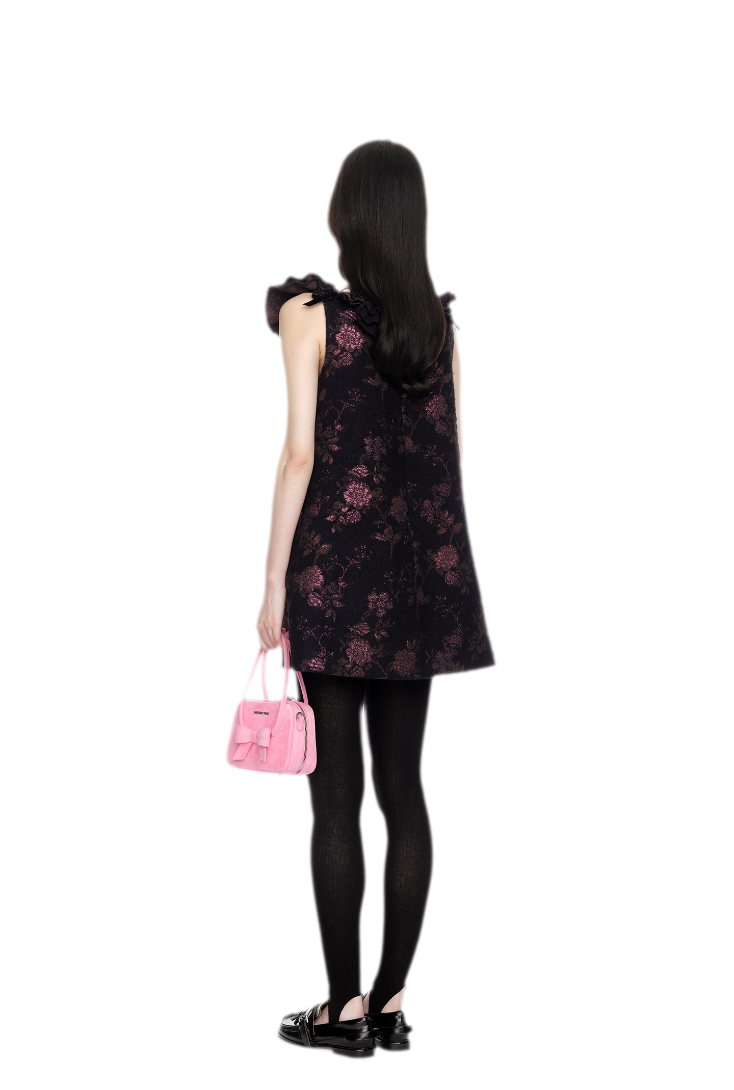 Floral Jacquard Ruffle Mini Dress
