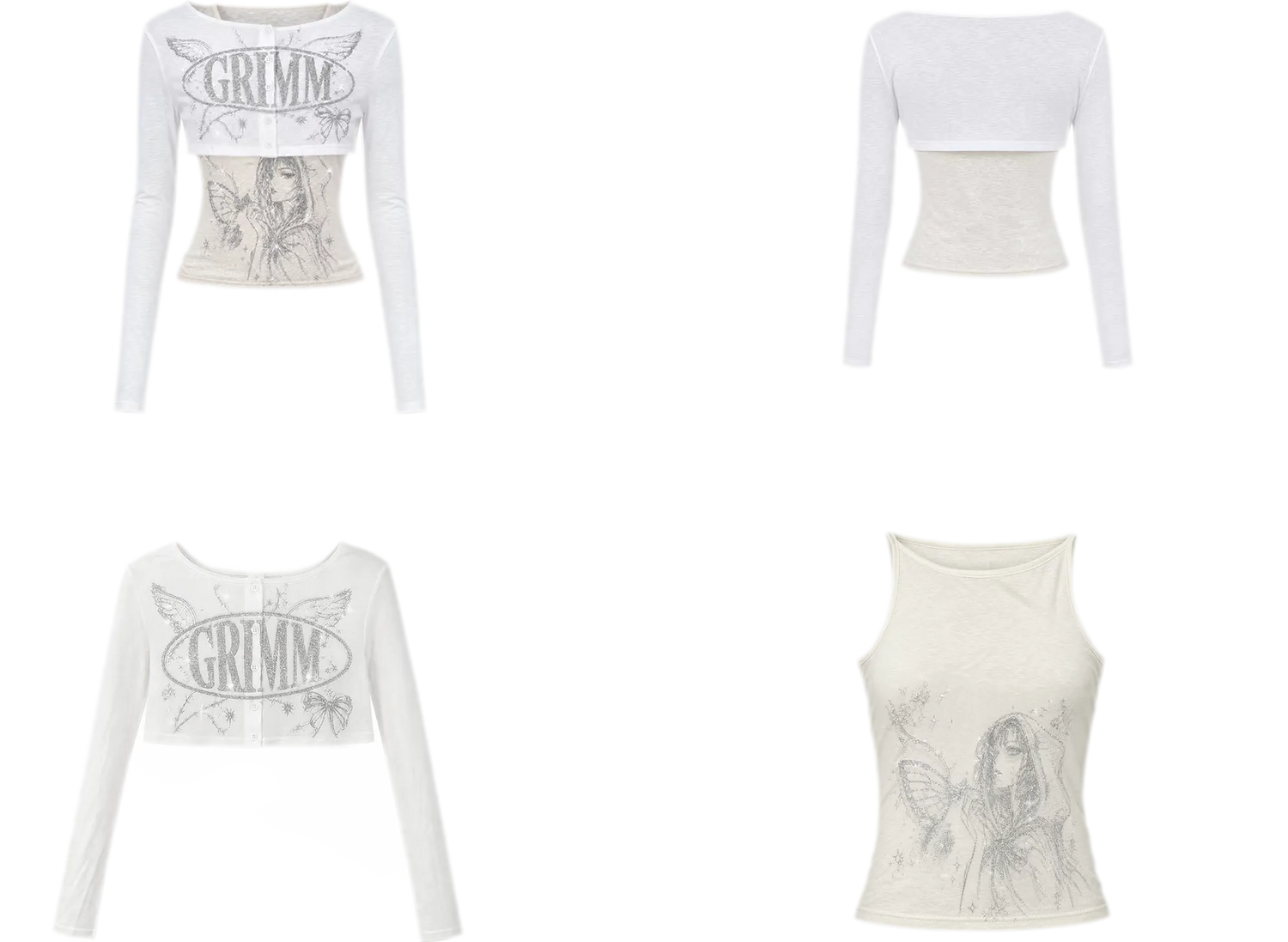 Silver Print Fitted Long-Sleeve Tee