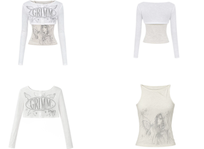 Silver Print Fitted Long-Sleeve Tee