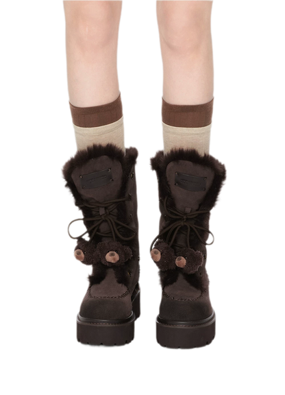 Plush Cuff Chunky Mid-Calf Boots