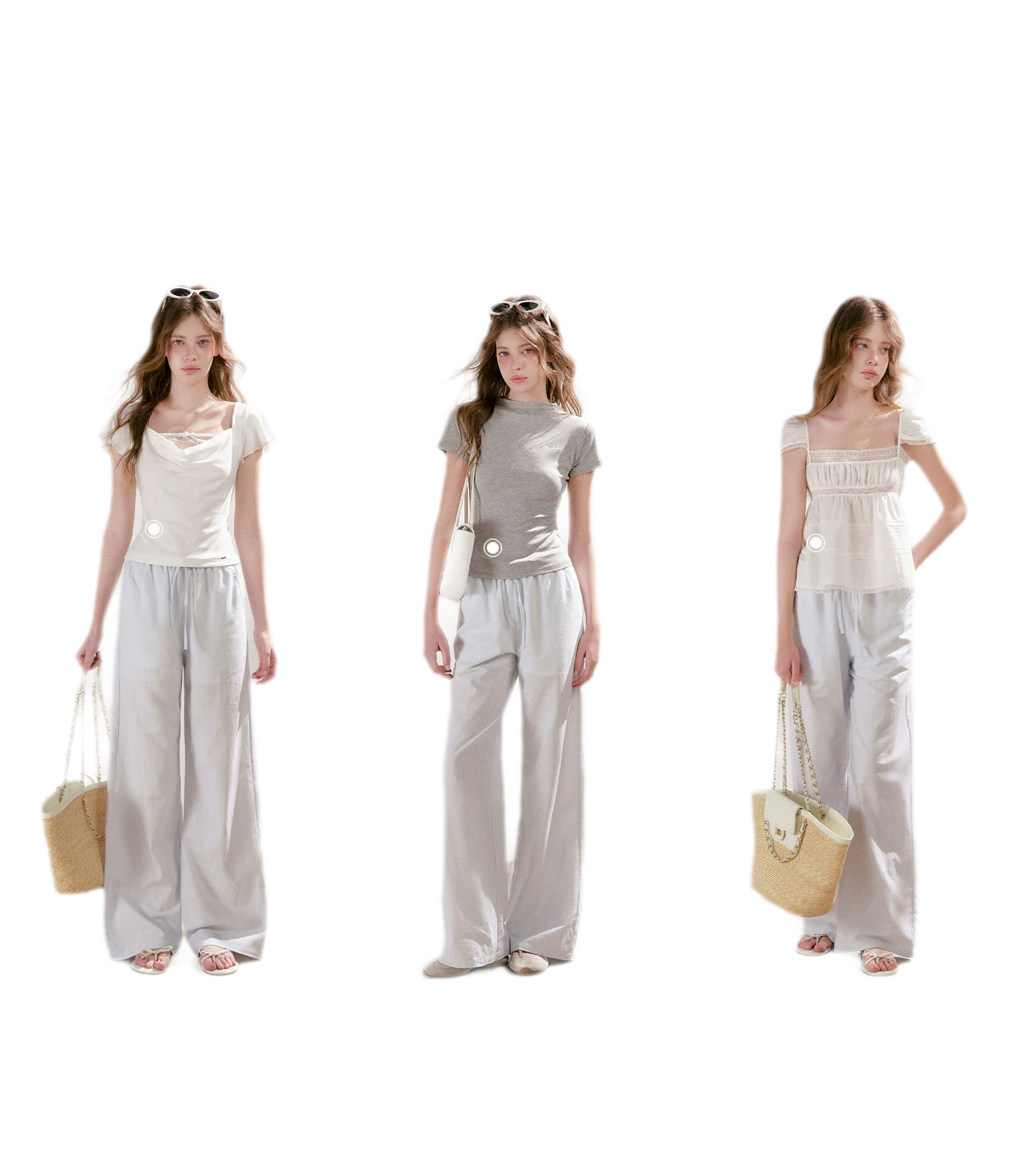 Linen Cotton Wide-Leg Trousers