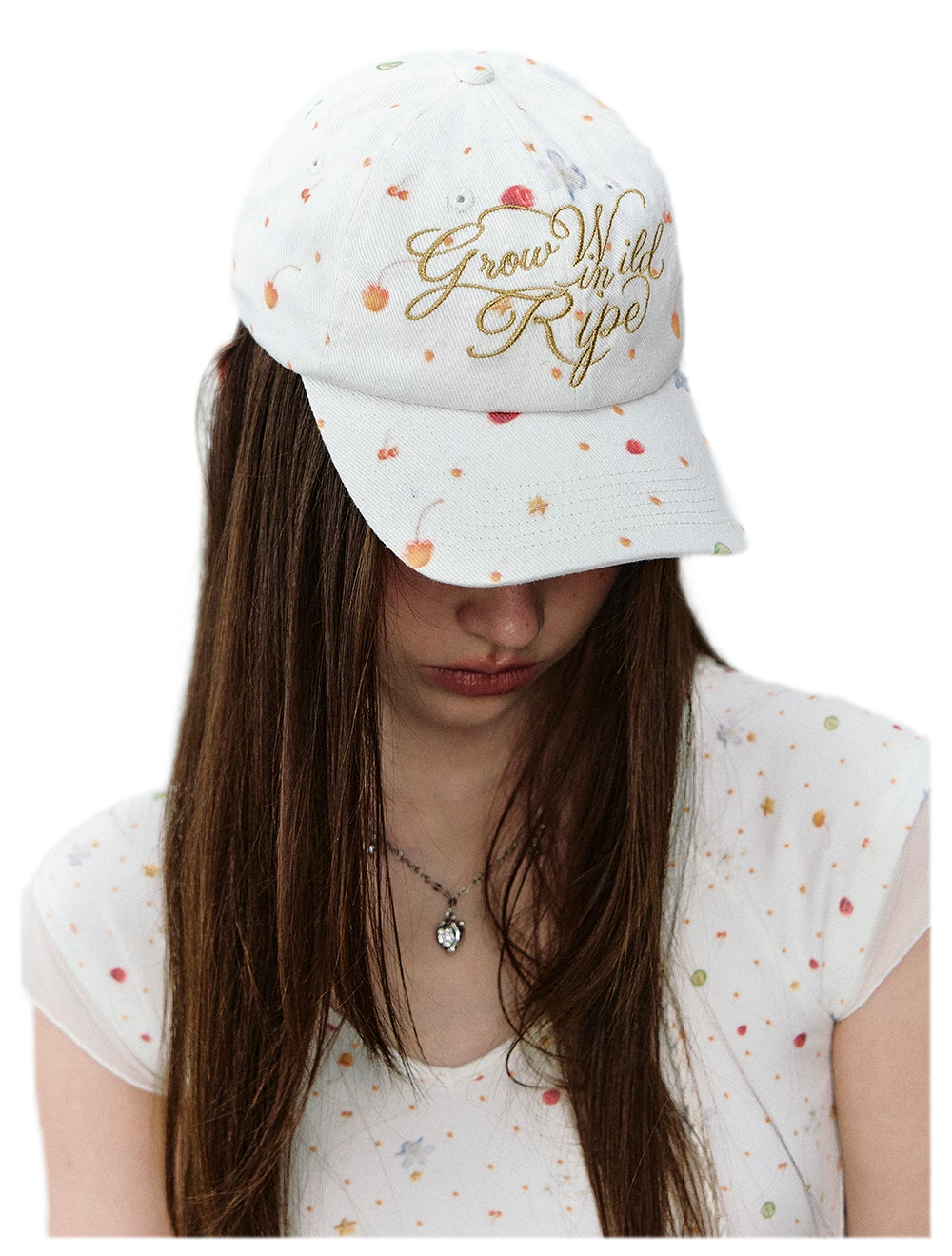 Fruit Print Embroidered Cap