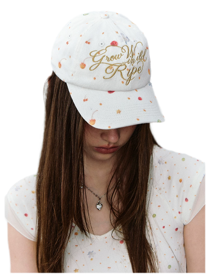 Fruit Print Embroidered Cap