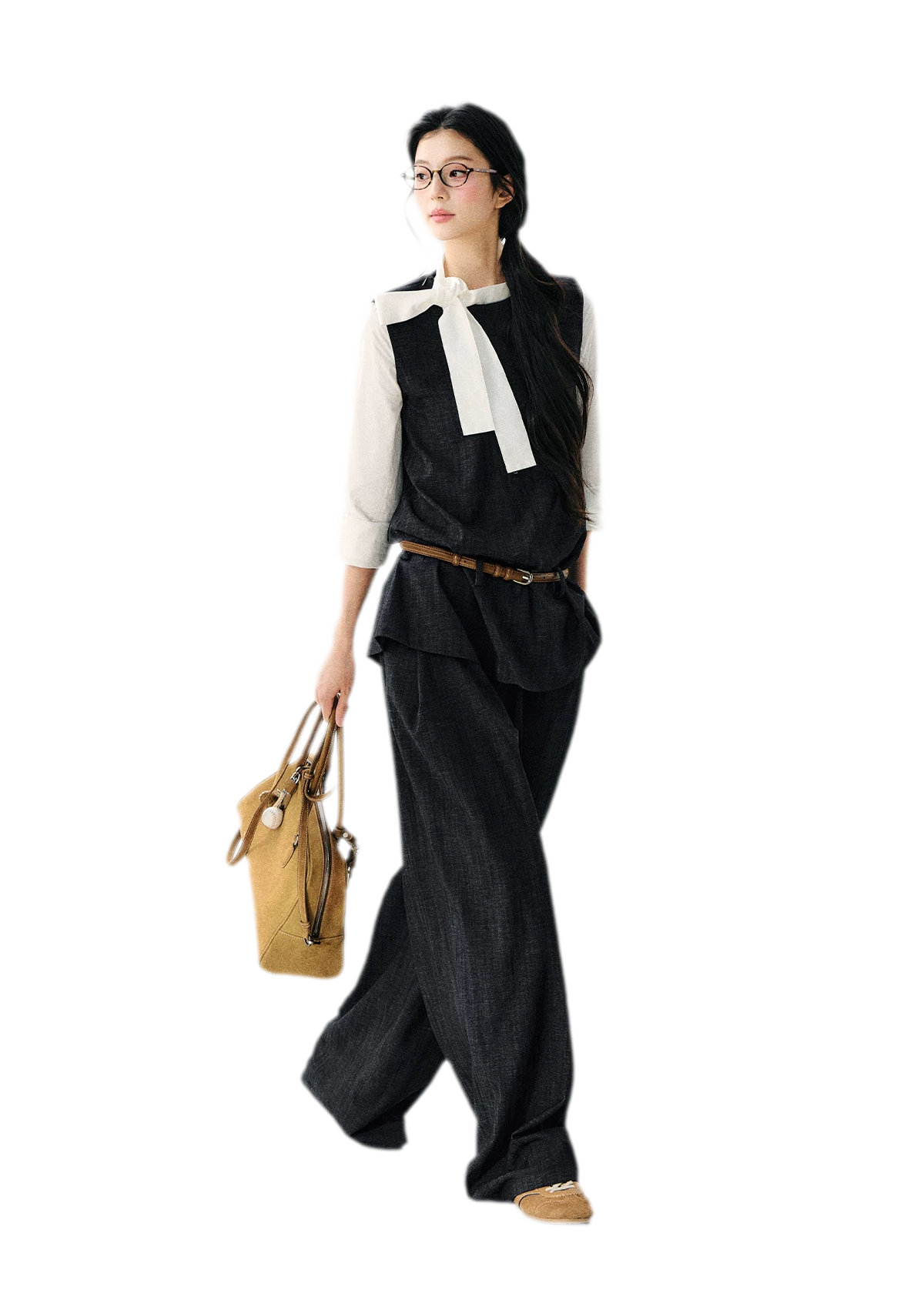 Faux Linen Wide Jeans