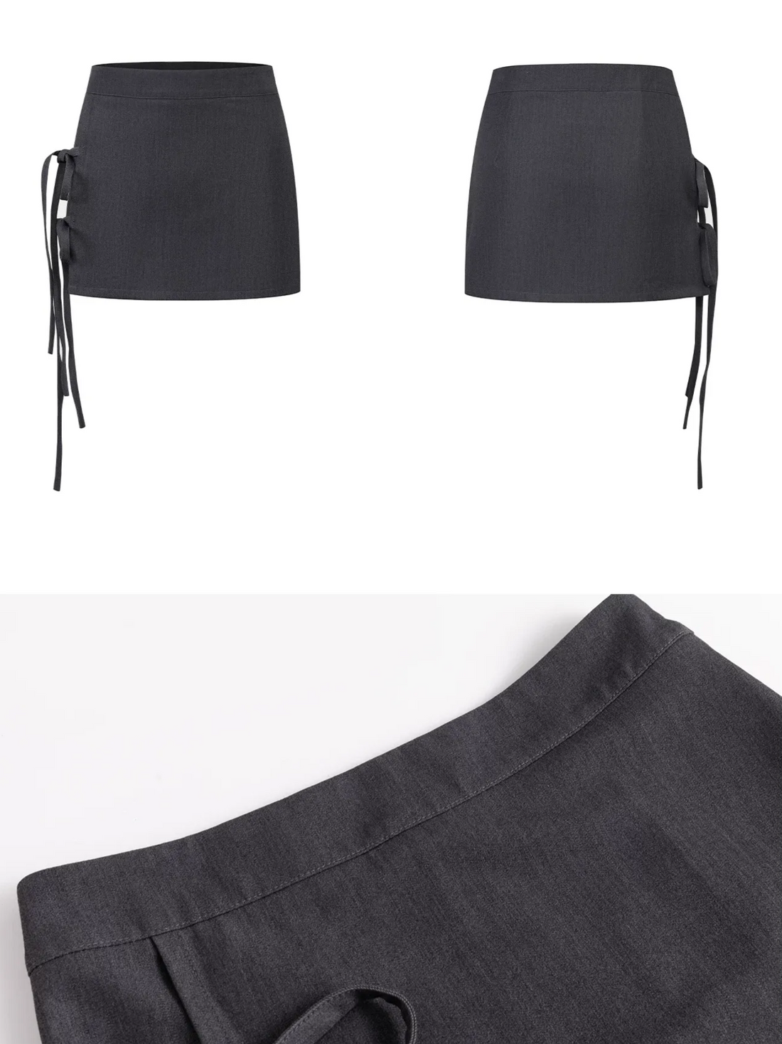 Grey Tie Low-Rise Skort
