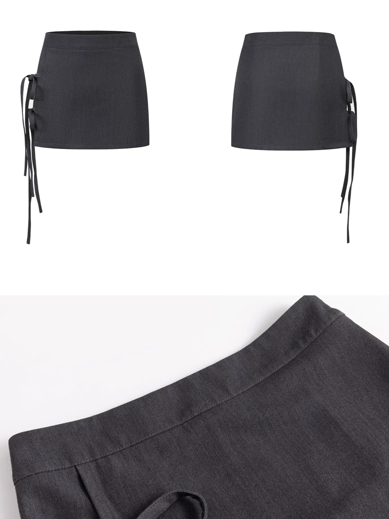 Grey Tie Low-Rise Skort
