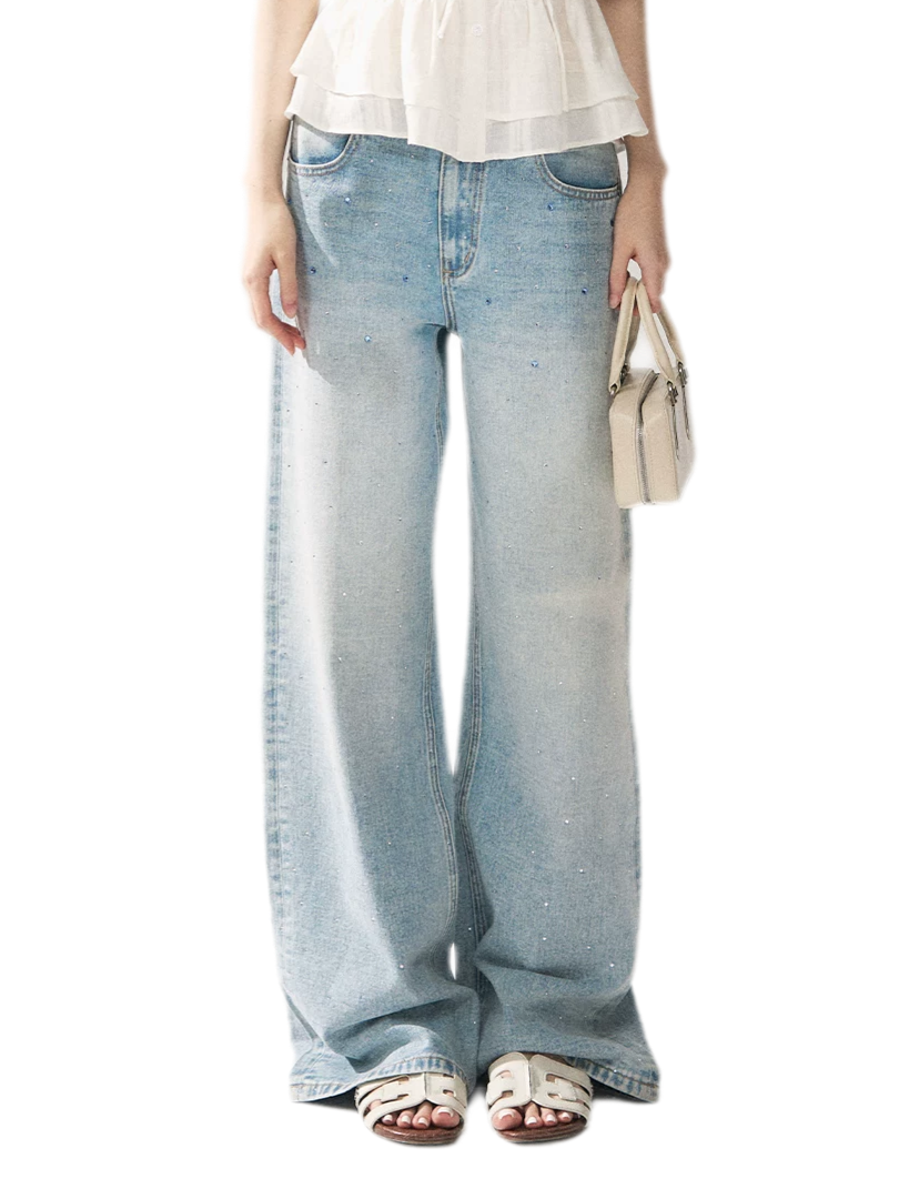 Crystal Trim Denim Pants