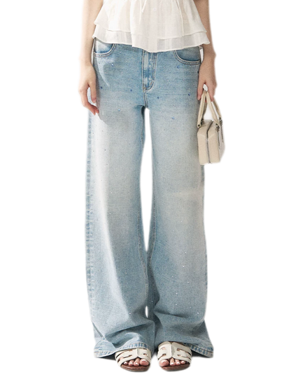 Crystal Trim Denim Pants