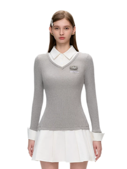 Faux Layered Knit Dress