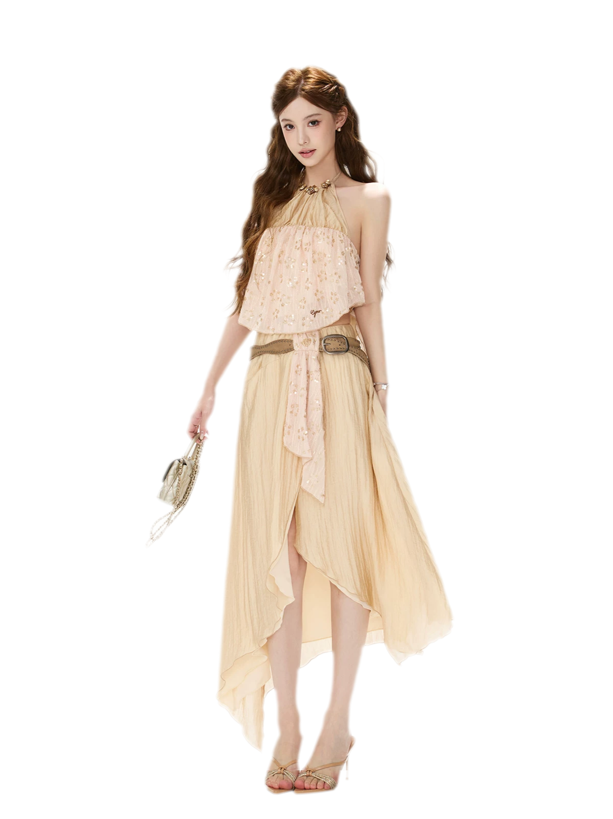 CYNR Beaded Halter Pleated Set – view 8