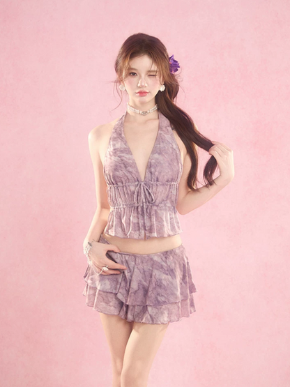 Monet Purple Ruffle Swimsuit