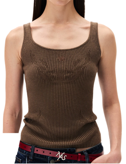 Openwork Jacquard Slim Knit Vest
