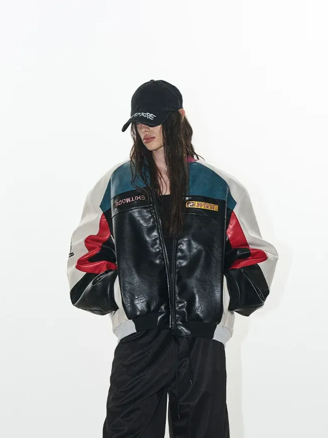 Color-Blocked Embroidered Padded Jacket