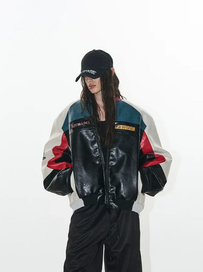 Color-Blocked Embroidered Padded Jacket