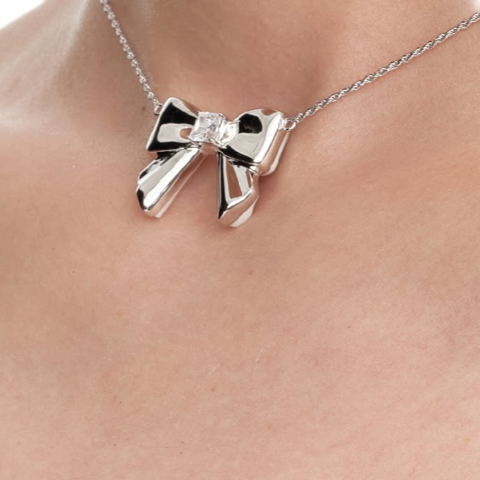 Ceramic Double-Sided Bow Necklace