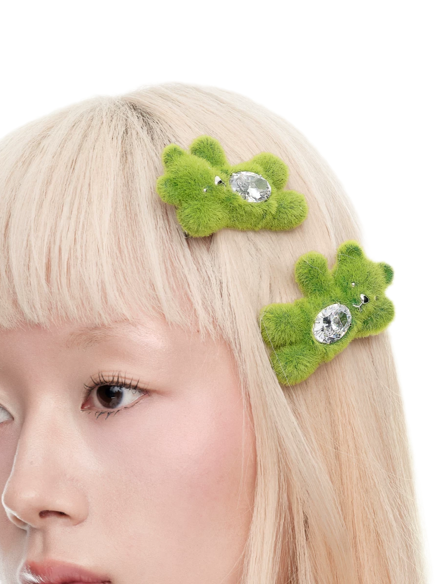 Plush Gemstone Bear Hair Clip