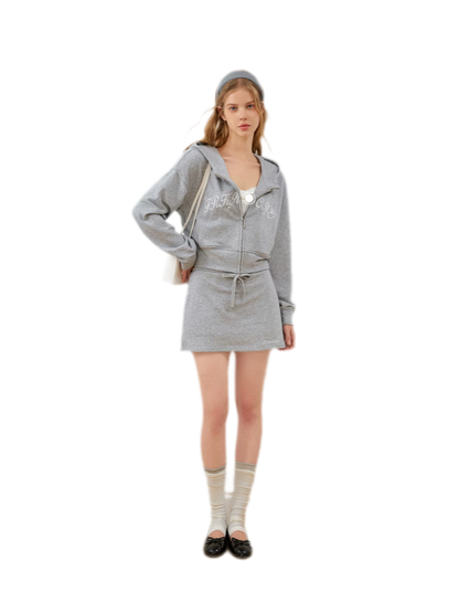 Cropped hoodie-set met contrasterend borduursel