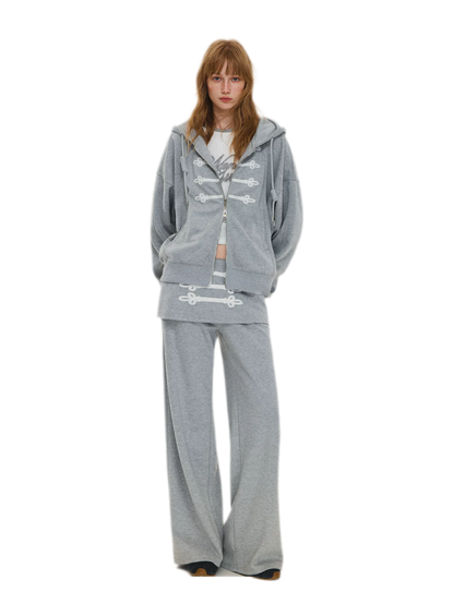 Texturierte Hoodie-Jacke mit Puff-Print