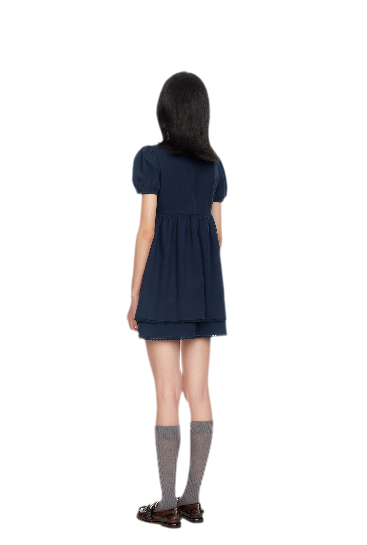 Cotton Puff Sleeve Bow Dress