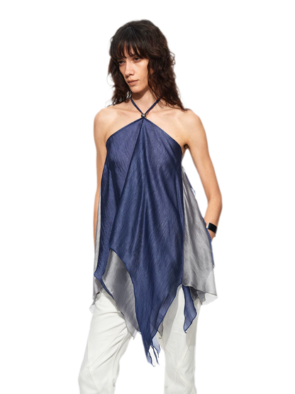 Handwoven Contrast Hem Bandeau Top