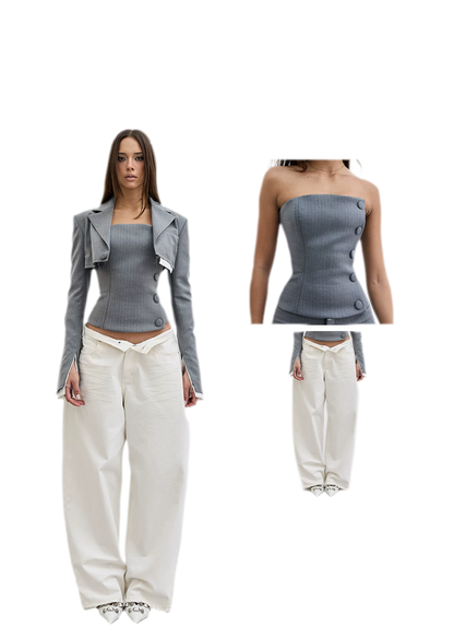 Deconstructive Cropped Suit Set