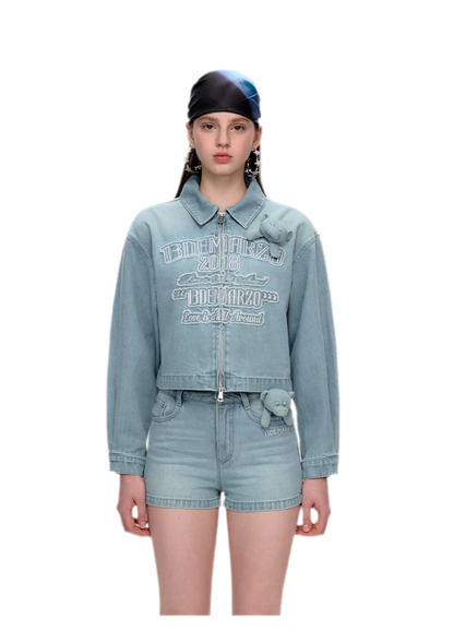 Bear Denim Zipped Shirt