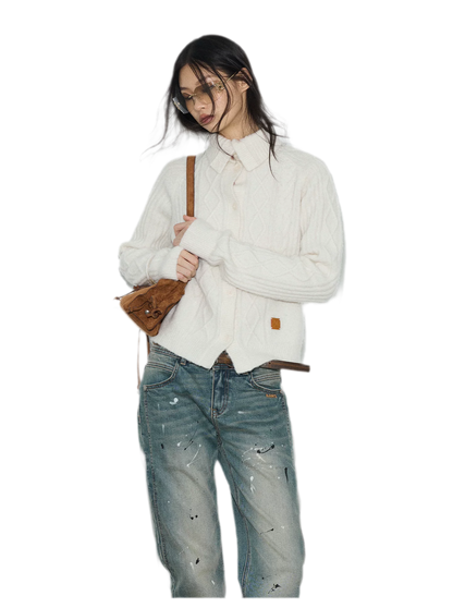 Taillierter Cardigan aus Zopfmusterstrick