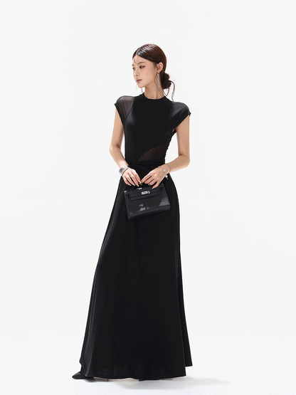 Black Swan Prologue Knot Mesh Sleeve Waist Dress