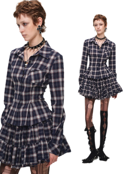 Plaid Tiered Skirt Set