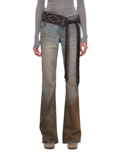 Quần jeans ống loe chuyển màu phong cách vintage
