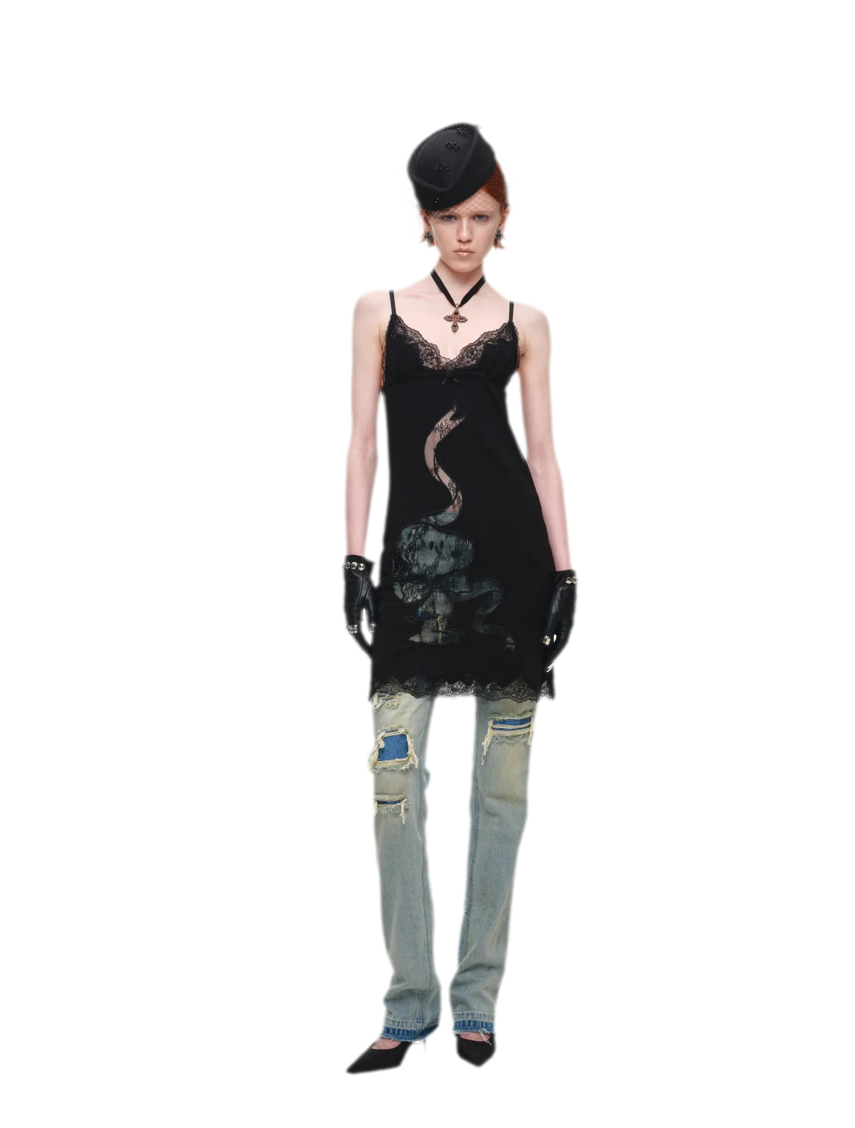 Lace Appliqué Fitted Slip Dress