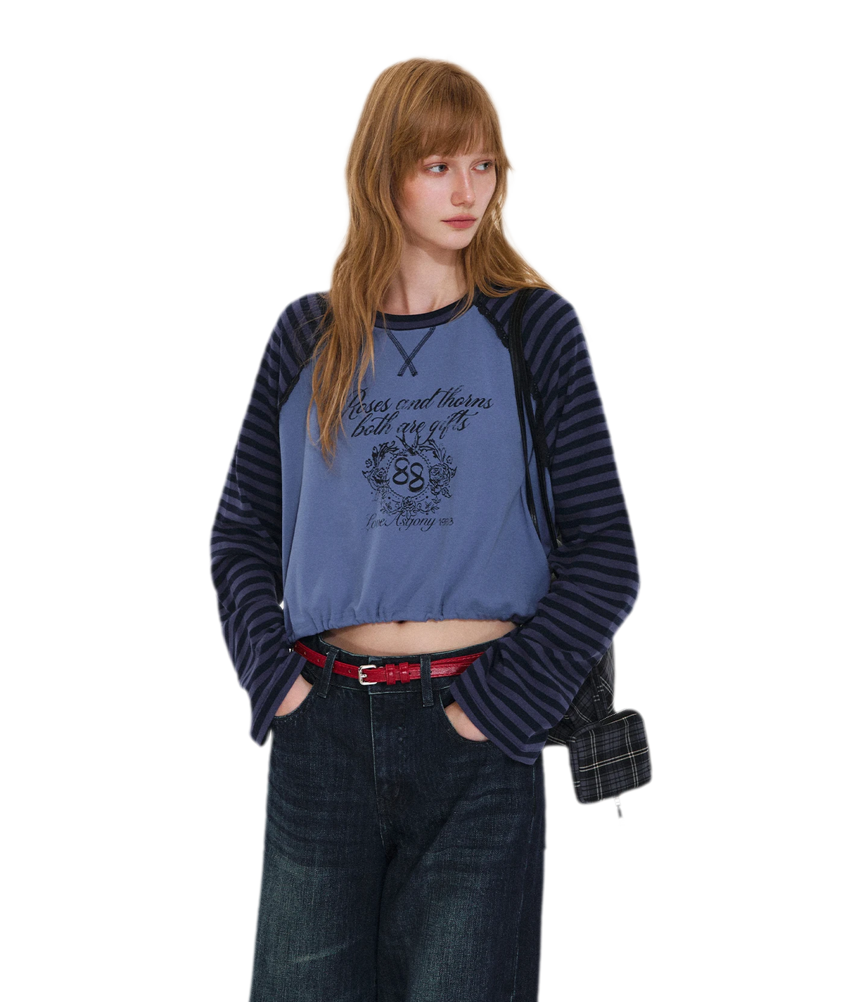 Cotton Raglan Cropped Long-Sleeve Top