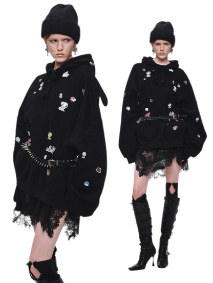 Brushed Oversized Graphic Hoodie