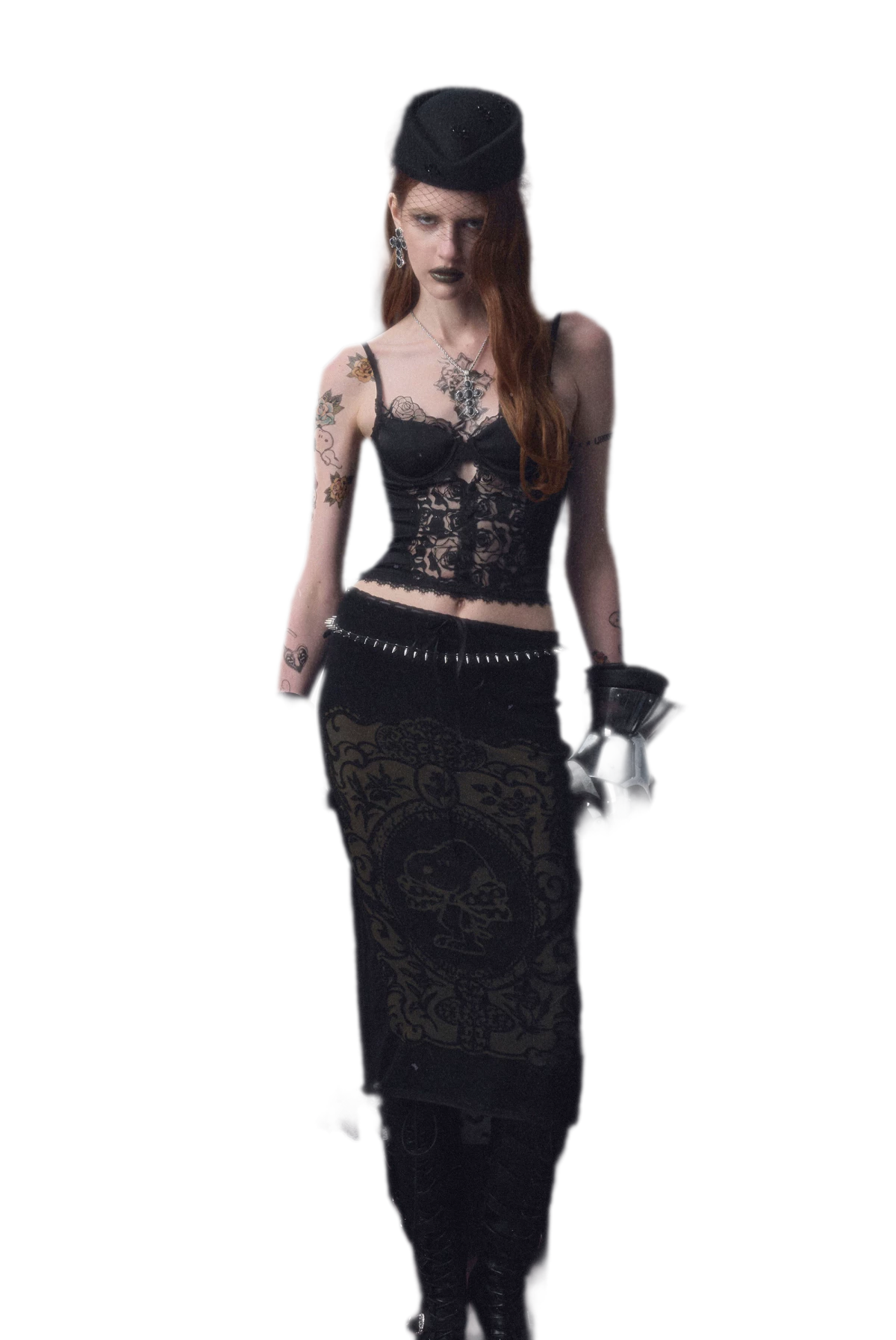 Lace Panel Satin Corset Top
